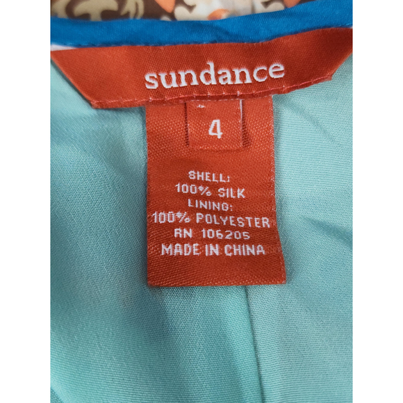 Sundance Dress 4  100% Silk A-Line Knee Length Damask Print Short Sleeve - Picture 3 of 4